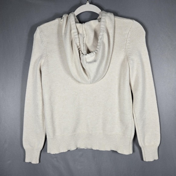 Life Is Good Sweater Womens XS Oatmeal Beige Pumpkin Spice Knit Hoodie Pullover - Picture 7 of 10